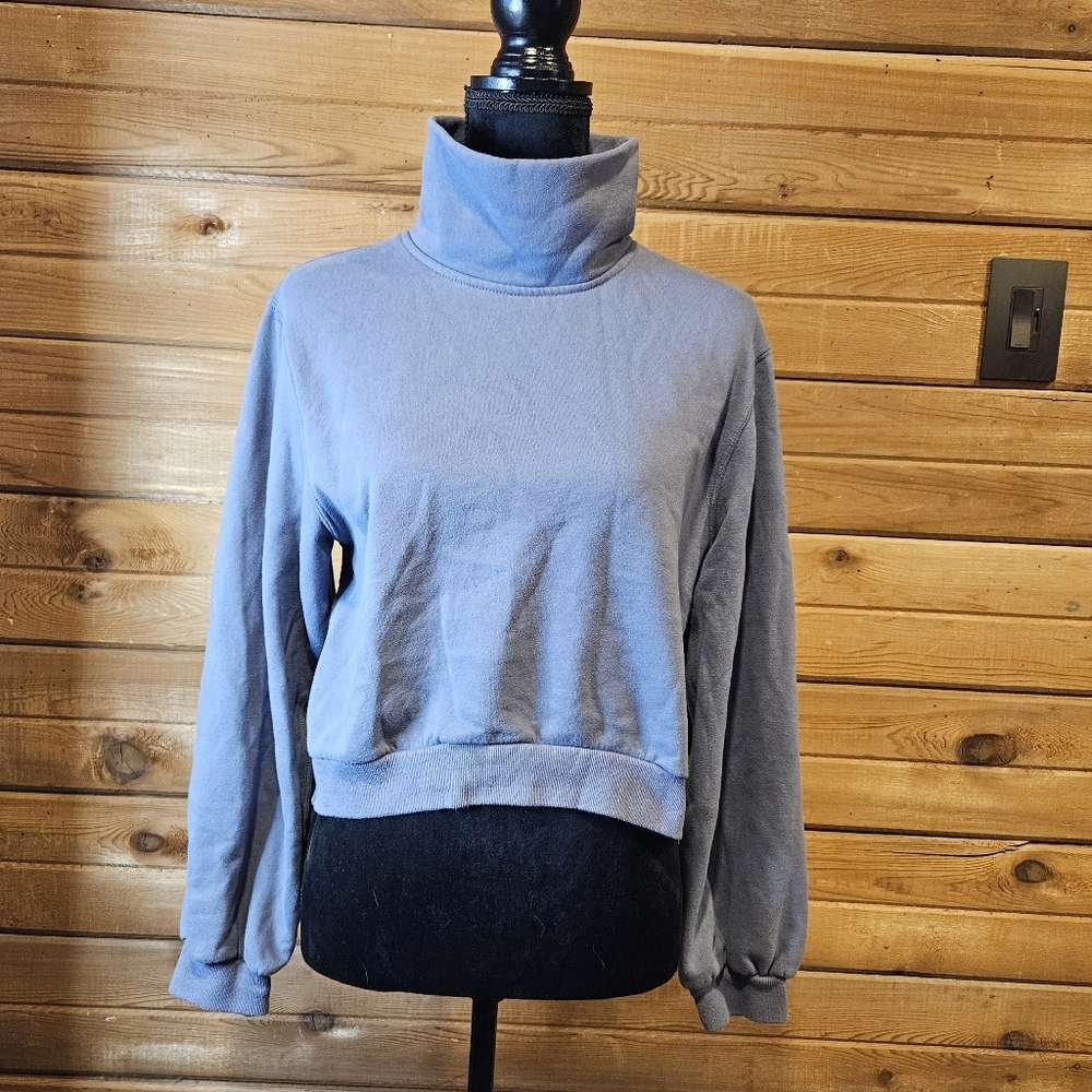 Abercrombie & Fitch Cowlneck XS Cropped Sweatshirt Blue